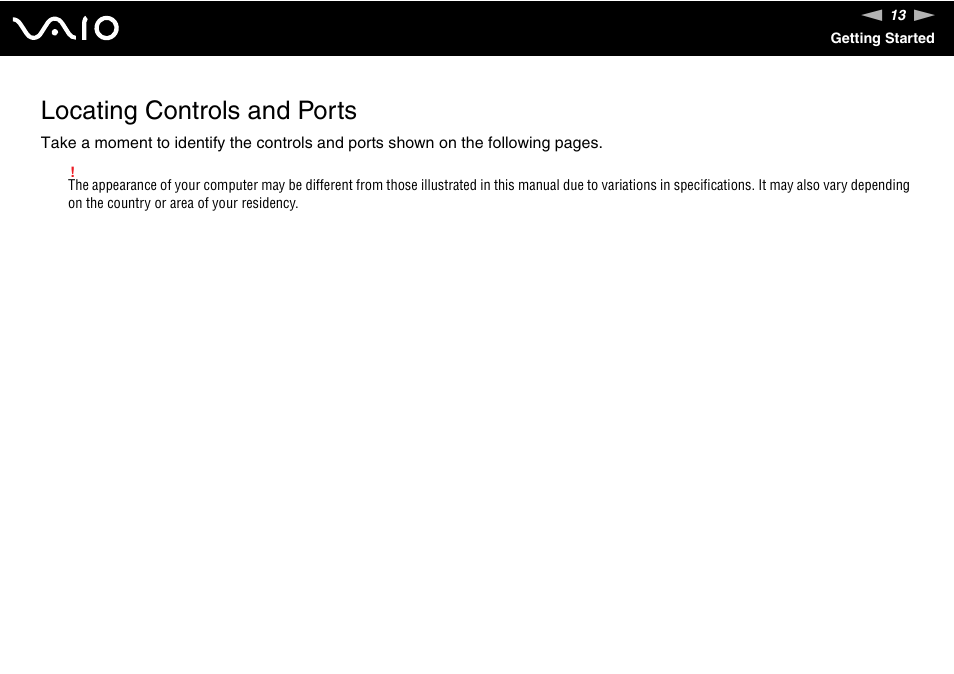 Locating controls and ports | Sony VGN-AR550U User Manual | Page 13 / 206