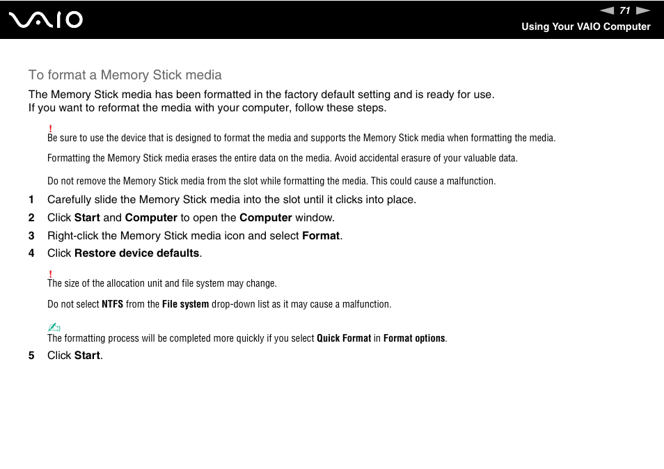 Sony VGN-AR550U User Manual | Page 71 / 206