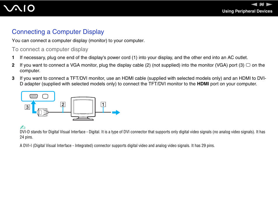 Connecting a computer display | Sony VGN-AR550U User Manual | Page 96 / 206