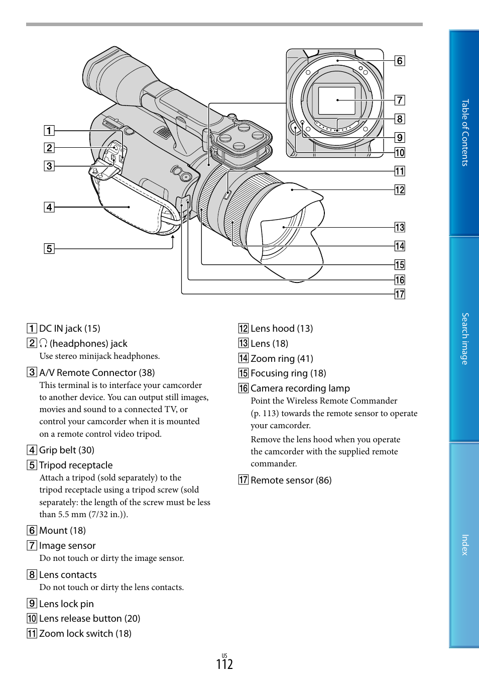 112) i | Sony NEX-VG20 User Manual | Page 112 / 117