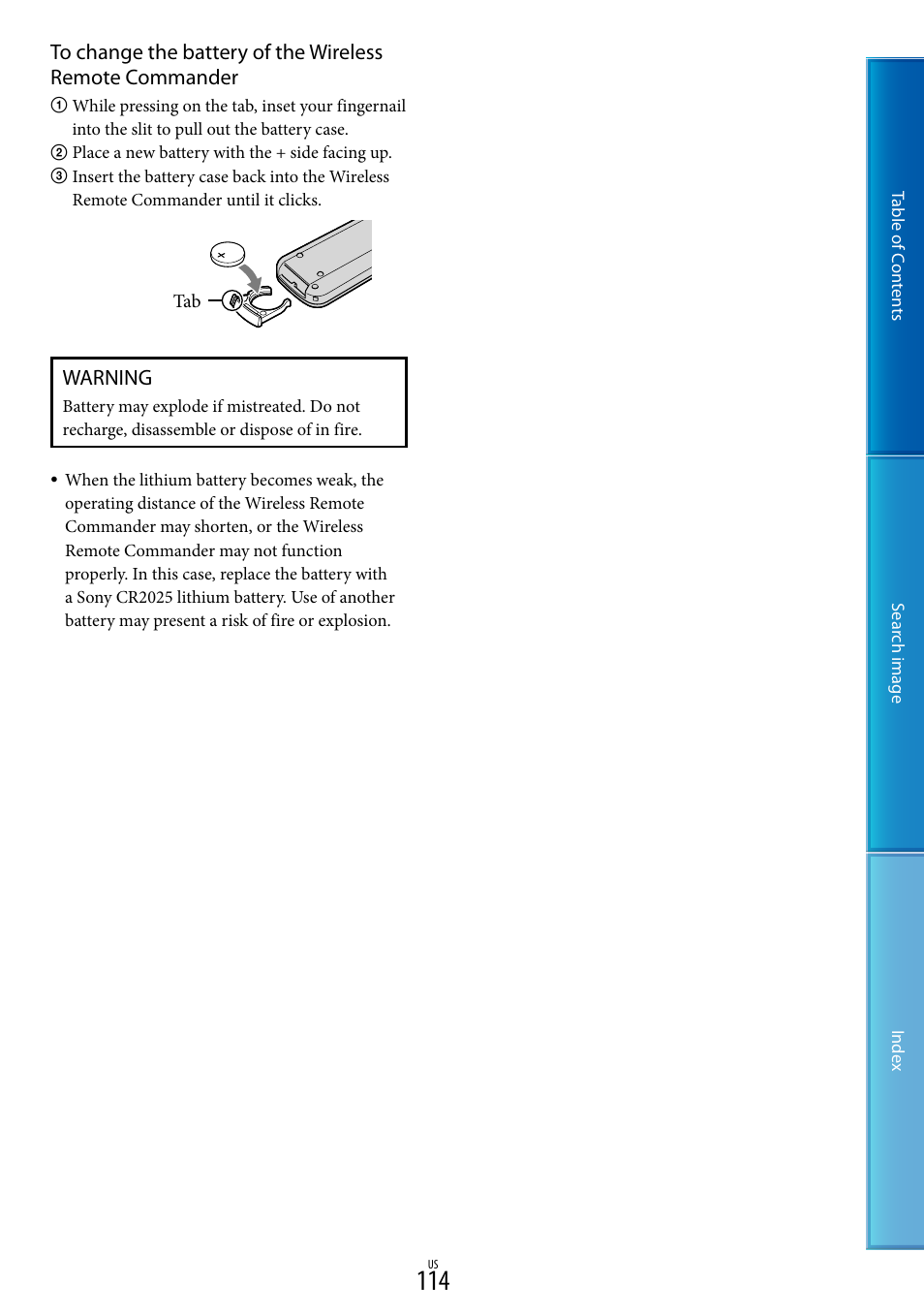 Warning | Sony NEX-VG20 User Manual | Page 114 / 117