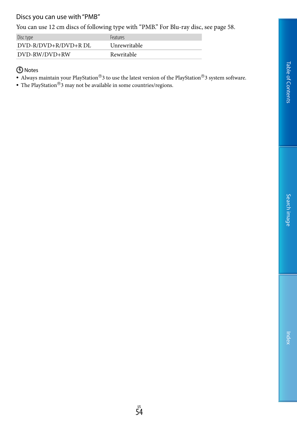 Discs you can use with “pmb | Sony NEX-VG20 User Manual | Page 54 / 117