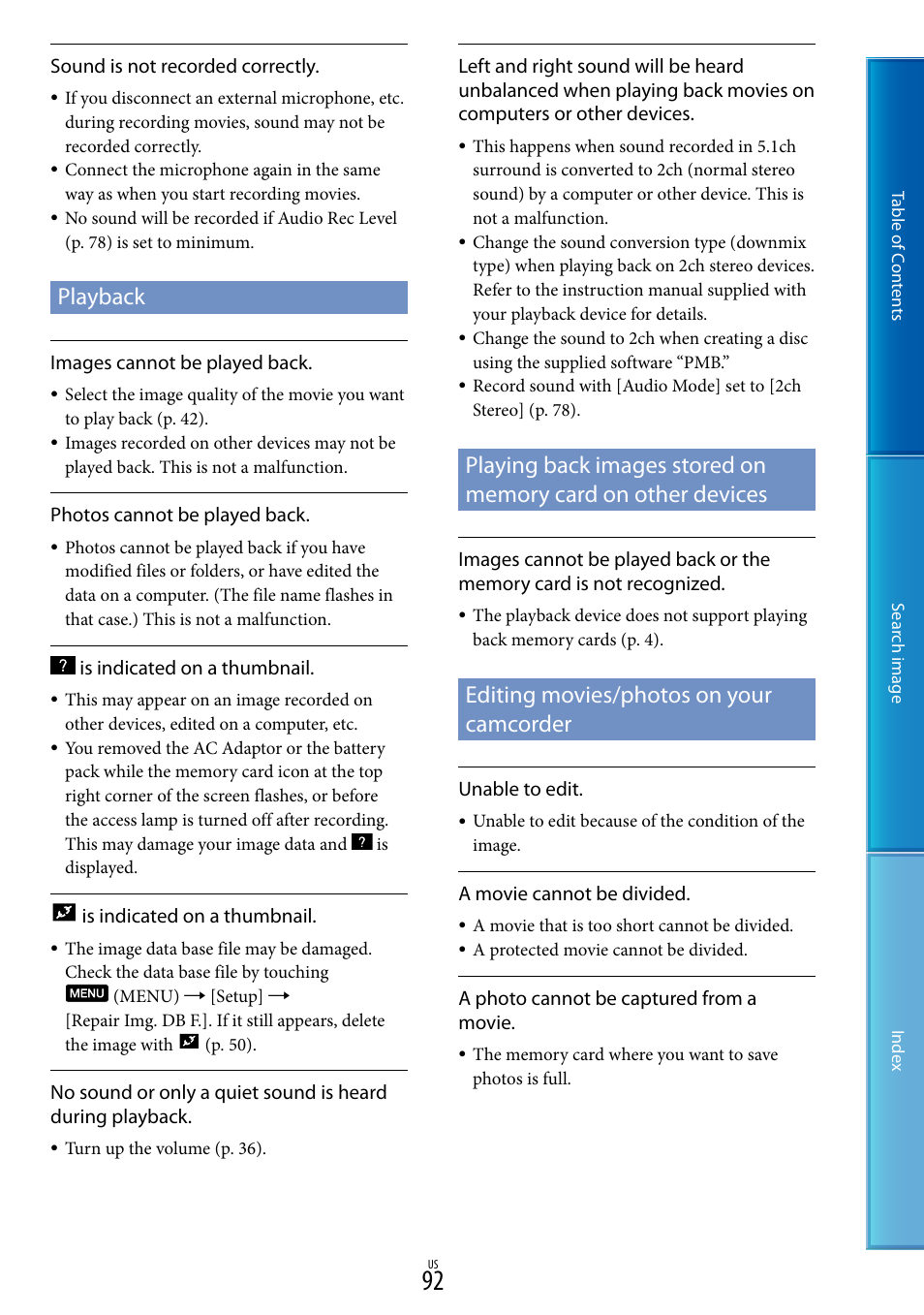 Playback, Playing back images stored on memory card on, Other devices | Editing movies/photos on your camcorder | Sony NEX-VG20 User Manual | Page 92 / 117