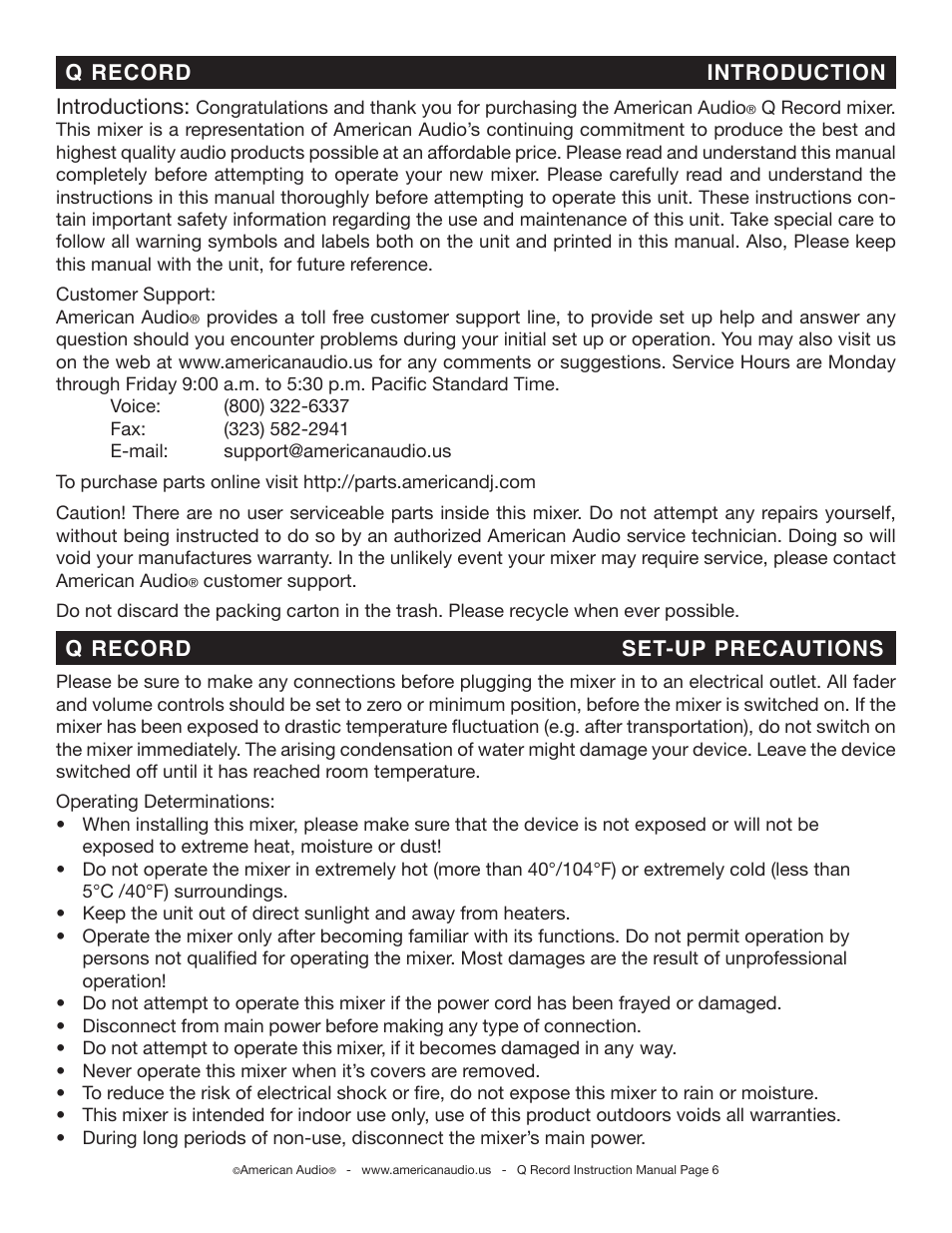 American Audio Q-Record User Manual | Page 6 / 25