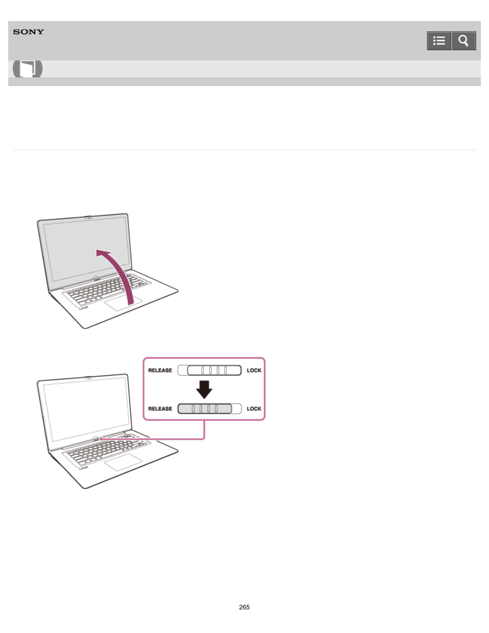 Using your vaio computer in viewer mode, Using, Your vaio computer in viewer mode | User guide | Sony SVF15N26CXB User Manual | Page 265 / 479