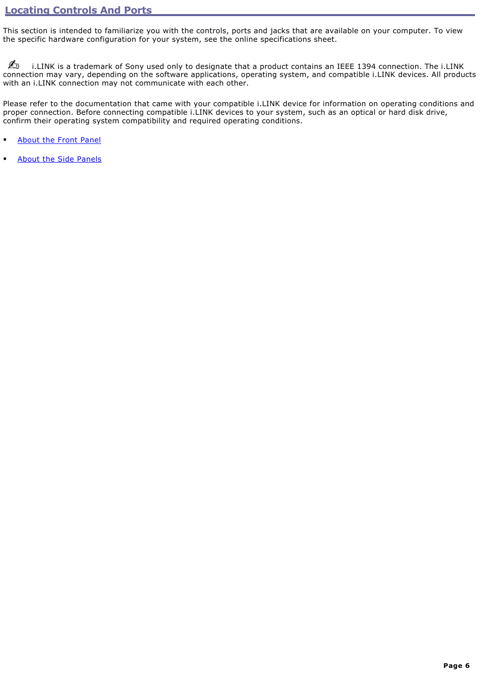 Locating controls and ports | Sony PCV-W20 User Manual | Page 6 / 103