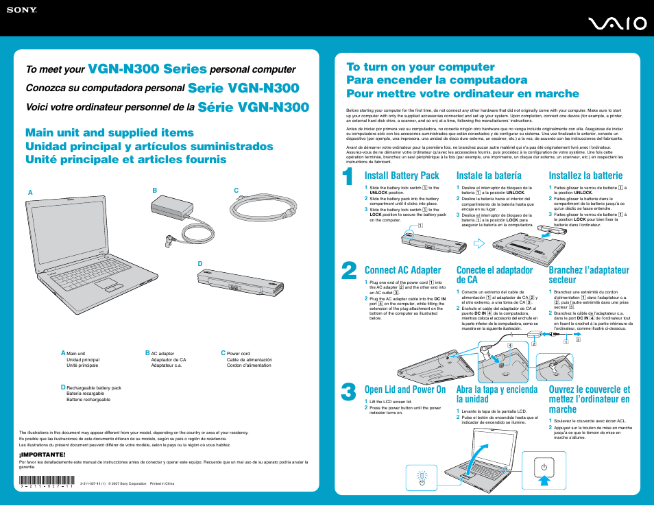 Sony VGN-N385N User Manual | 2 pages
