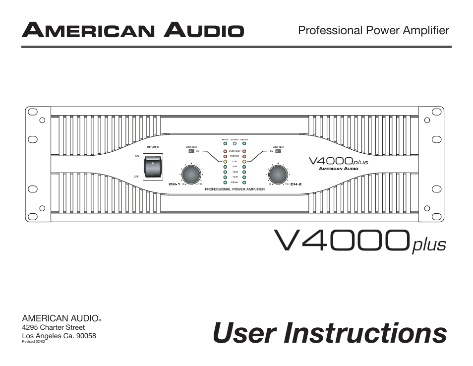 American Audio V4000 plus User Manual | 16 pages