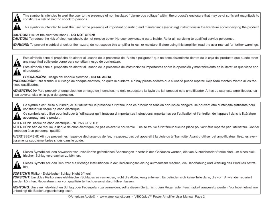 American Audio V4000 plus User Manual | Page 2 / 16