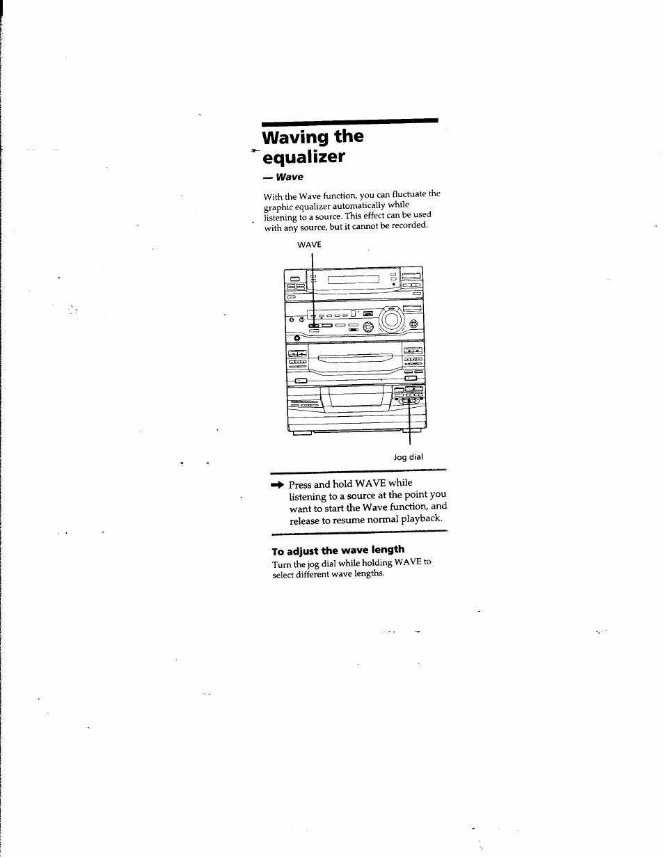 Waving the equalizer, To adjust the wave length | Sony LBT-G5500 User Manual | Page 27 / 46