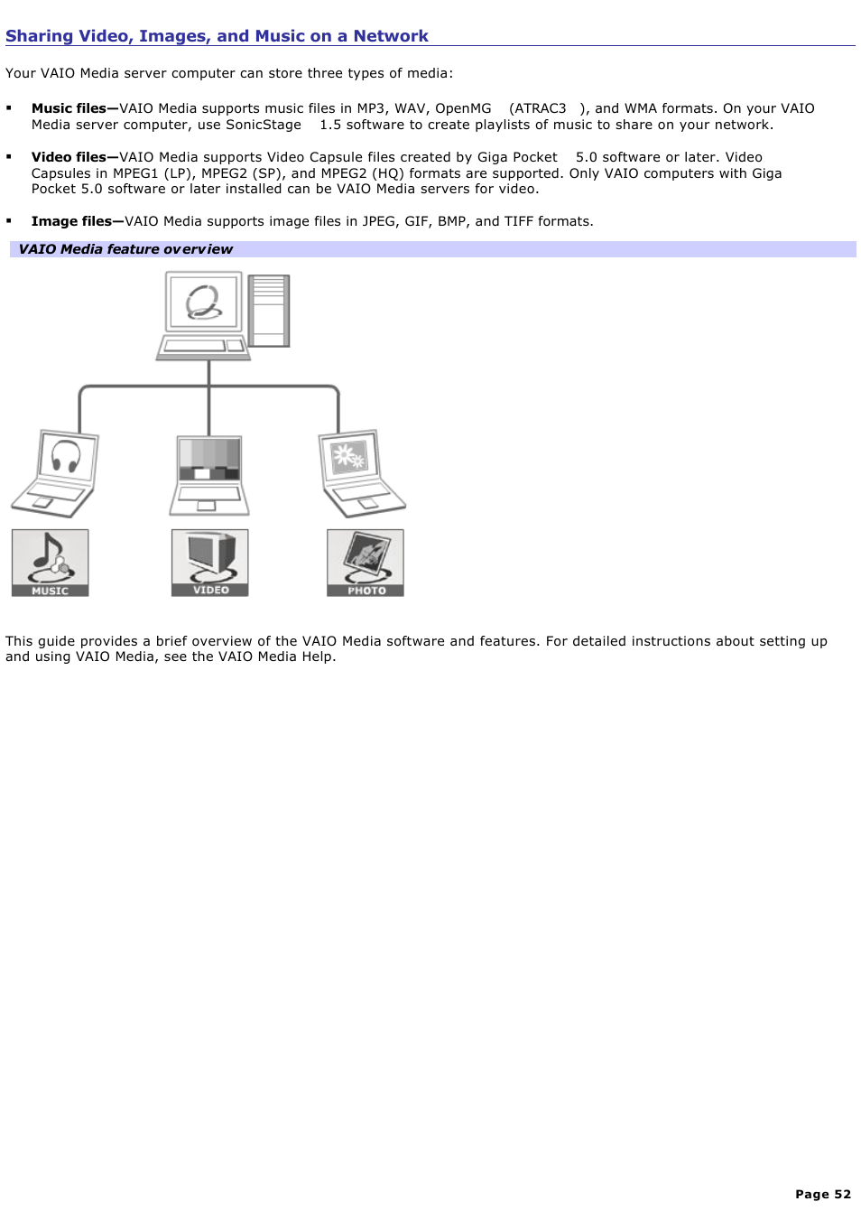 Sharing video, images, and music on a network | Sony PCV-RS210 User Manual | Page 52 / 114