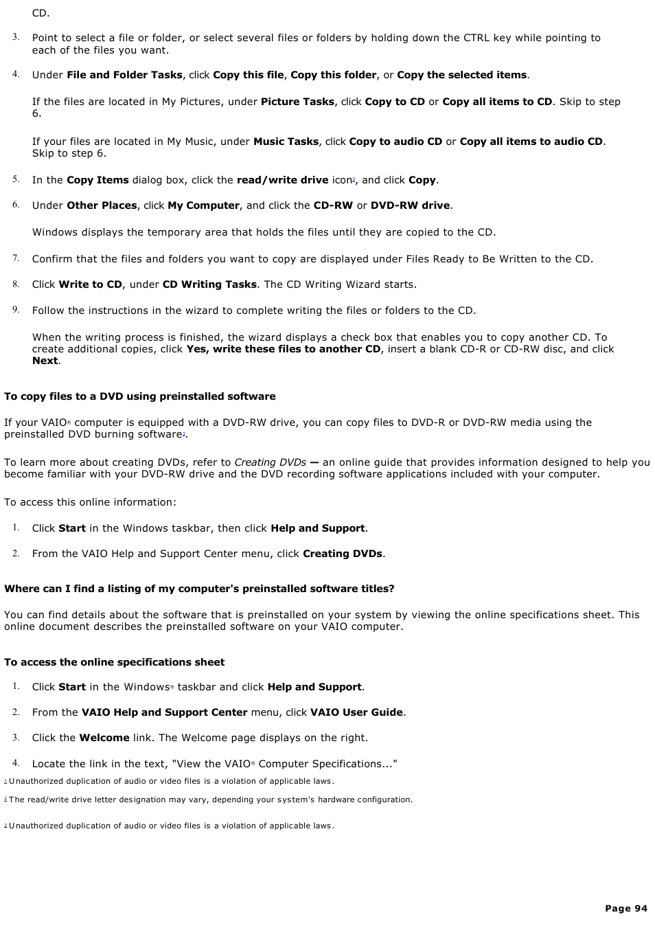 Sony PCV-RS210 User Manual | Page 94 / 114