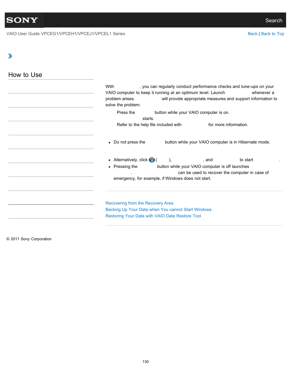 Problem, Details, How to use | Sony VPCEH1FGX User Manual | Page 130 / 359