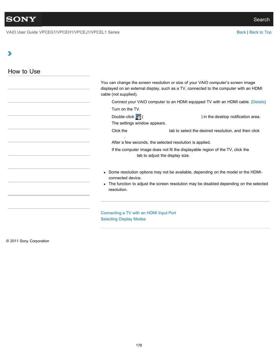 Device, Details, How to use | Sony VPCEH1FGX User Manual | Page 178 / 359