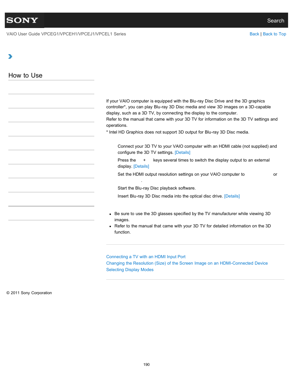 How to use | Sony VPCEH1FGX User Manual | Page 190 / 359