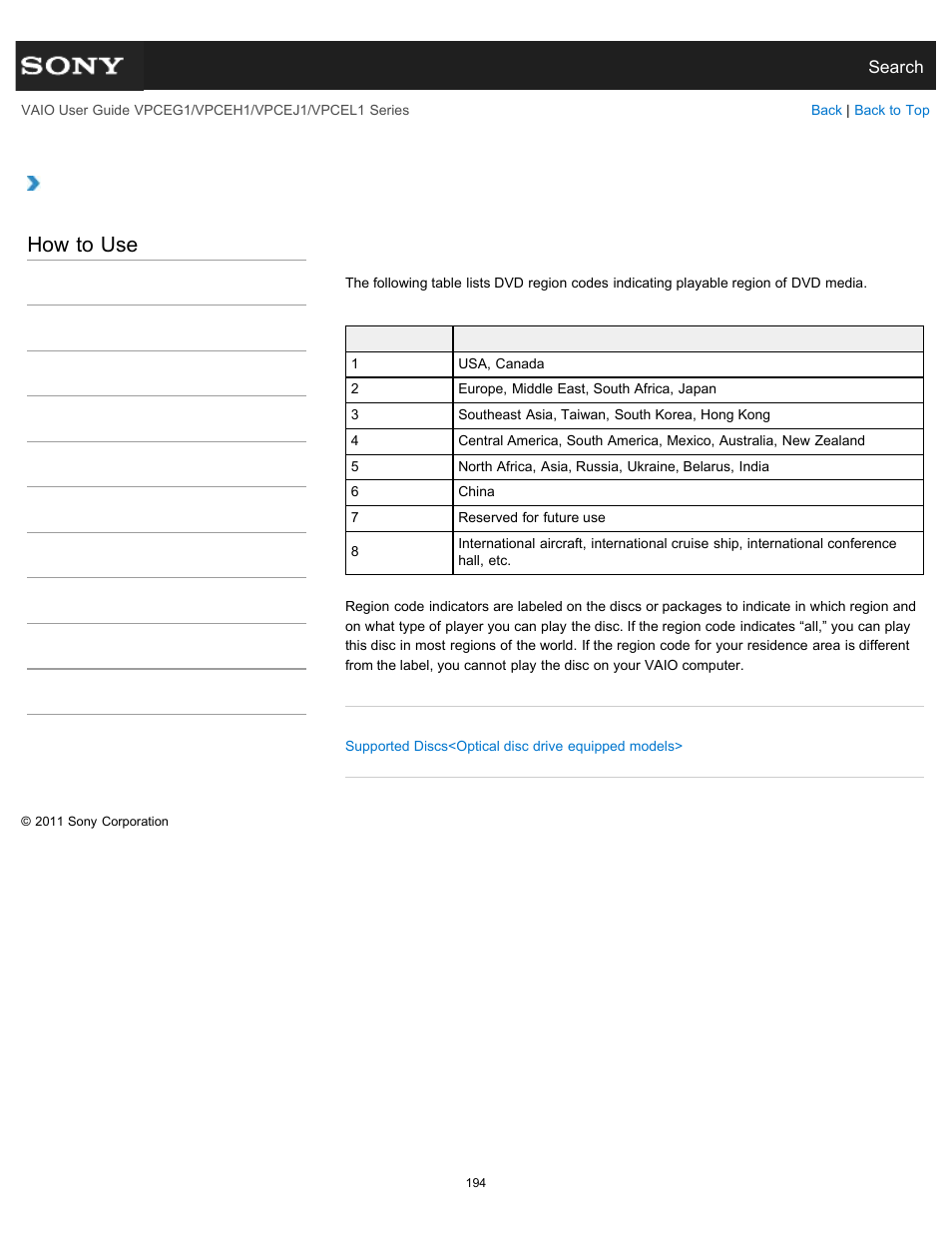 How to use | Sony VPCEH1FGX User Manual | Page 194 / 359