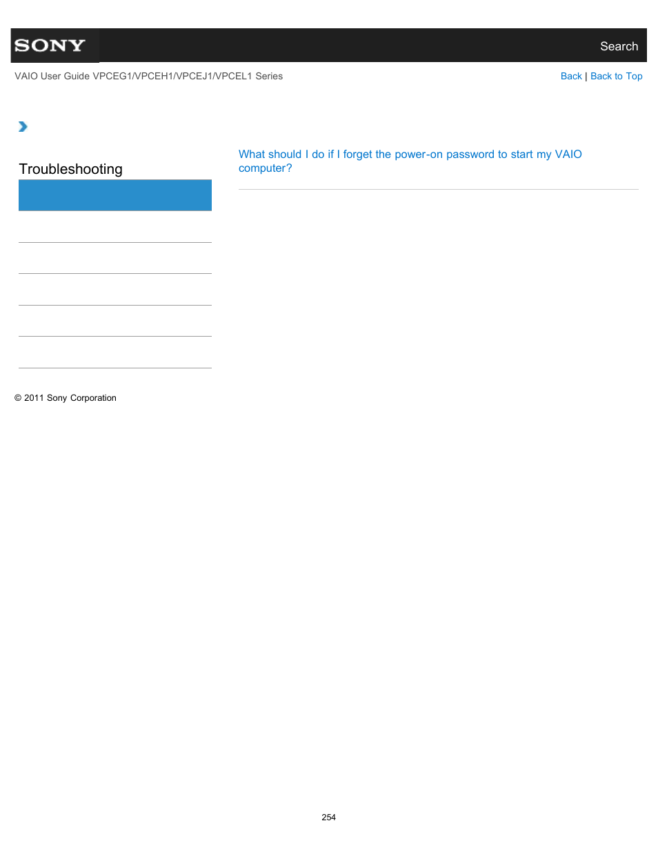 Bios, Troubleshooting | Sony VPCEH1FGX User Manual | Page 254 / 359