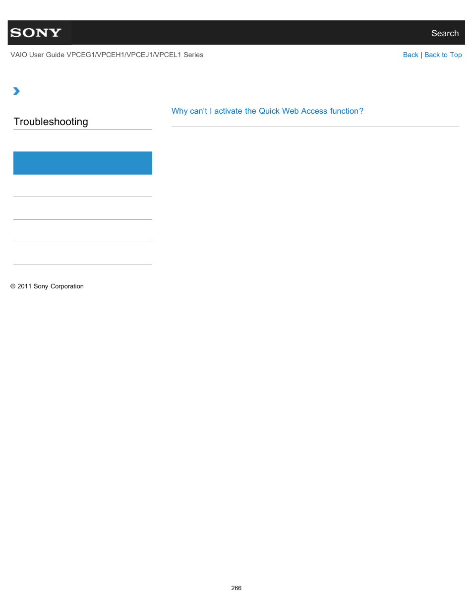 Internet, Troubleshooting | Sony VPCEH1FGX User Manual | Page 266 / 359