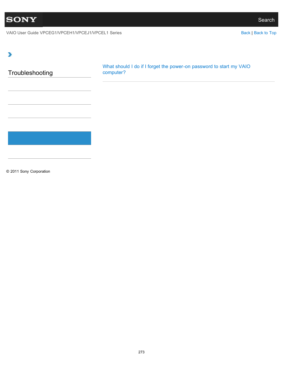 Bios, Troubleshooting | Sony VPCEH1FGX User Manual | Page 273 / 359