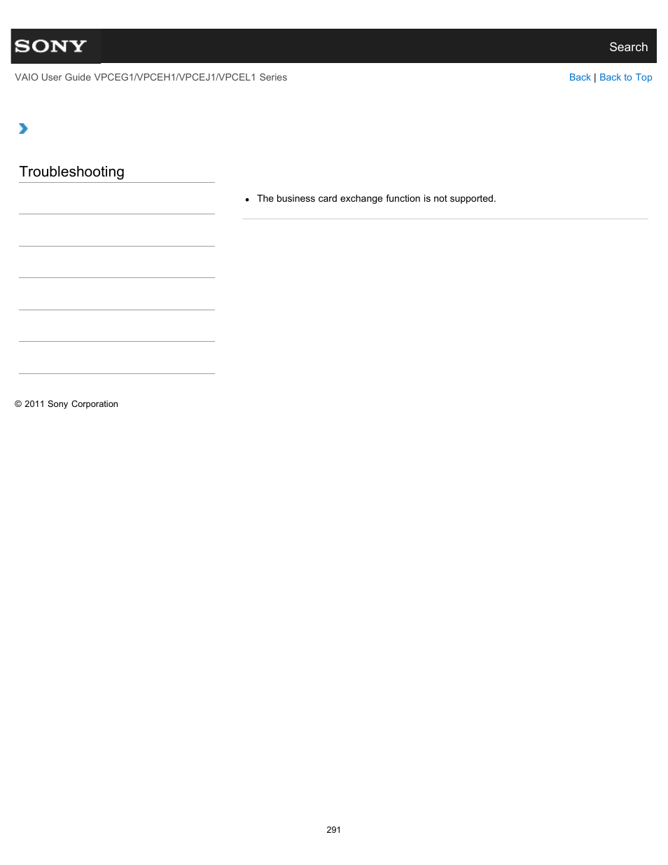 Troubleshooting | Sony VPCEH1FGX User Manual | Page 291 / 359