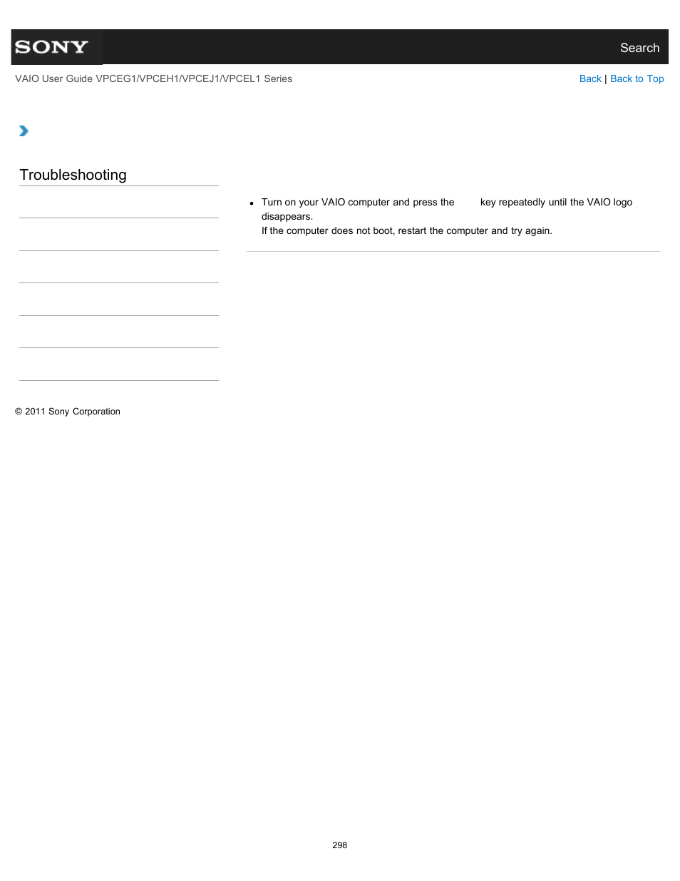 Drive, Troubleshooting | Sony VPCEH1FGX User Manual | Page 298 / 359