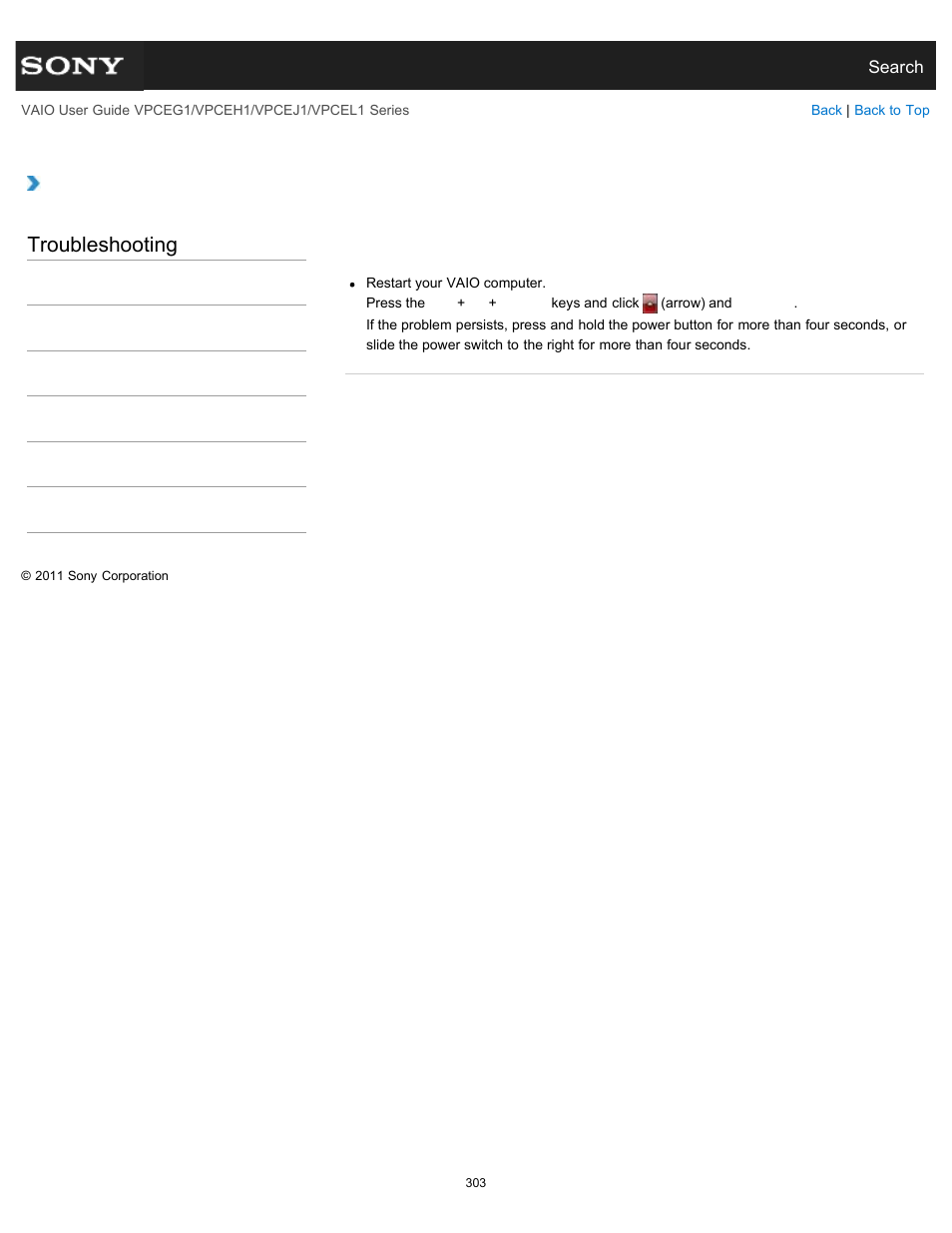 Troubleshooting | Sony VPCEH1FGX User Manual | Page 303 / 359