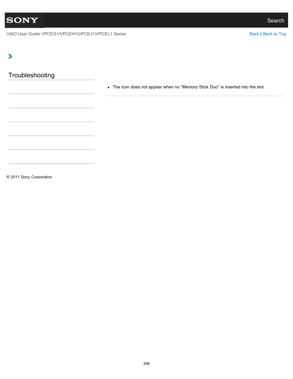 Troubleshooting | Sony VPCEH1FGX User Manual | Page 306 / 359