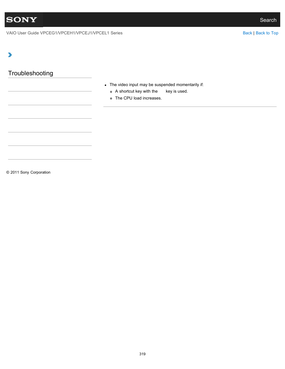 Troubleshooting | Sony VPCEH1FGX User Manual | Page 319 / 359