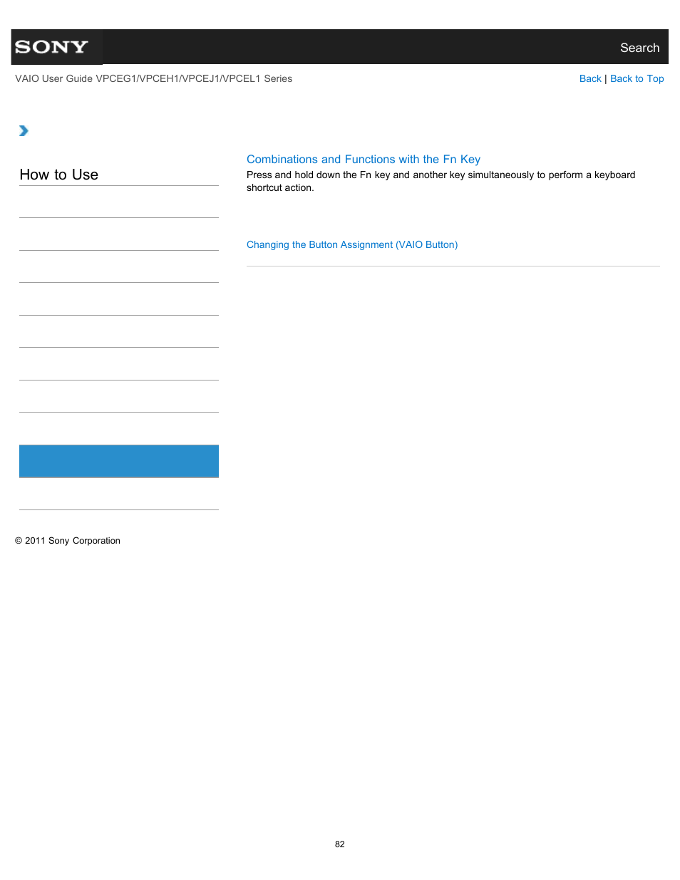 Keyboard, How to use | Sony VPCEH1FGX User Manual | Page 82 / 359