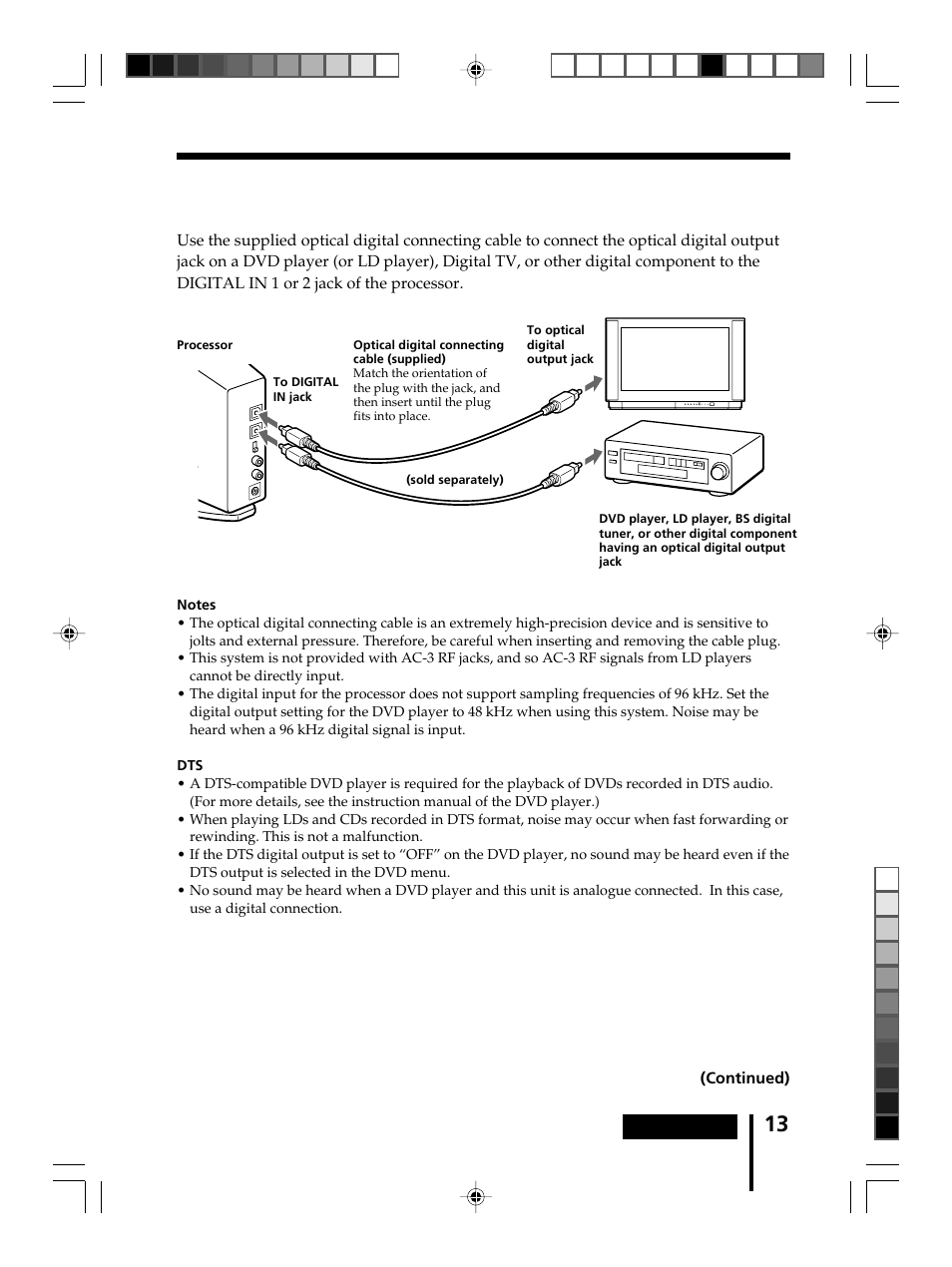 Connecting the processor to digital components, Connecting the processor to, Digital components | Sony MDR-DS8000 User Manual | Page 13 / 88