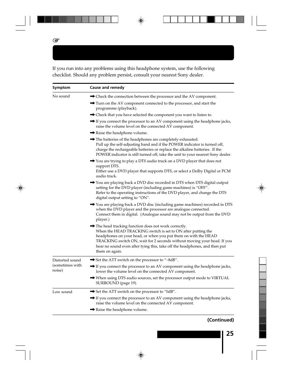 Troubleshooting, 1 additional information | Sony MDR-DS8000 User Manual | Page 25 / 88