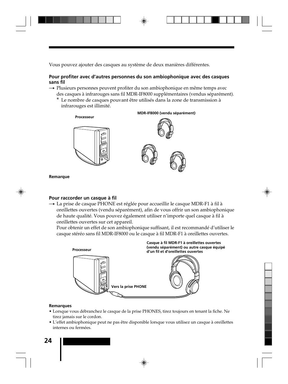 Casques d’écoute supplémentaires, Casques d’écoute, Supplémentaires | Sony MDR-DS8000 User Manual | Page 52 / 88