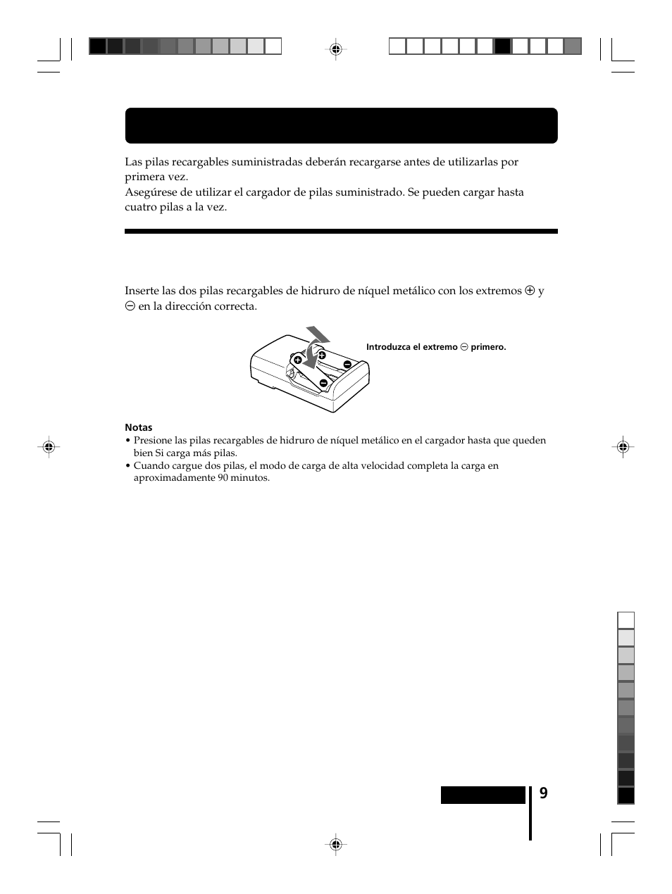 Carga de las pilas recargables, Inserción de pilas recargables en el, Cargador de pilas | Sony MDR-DS8000 User Manual | Page 65 / 88
