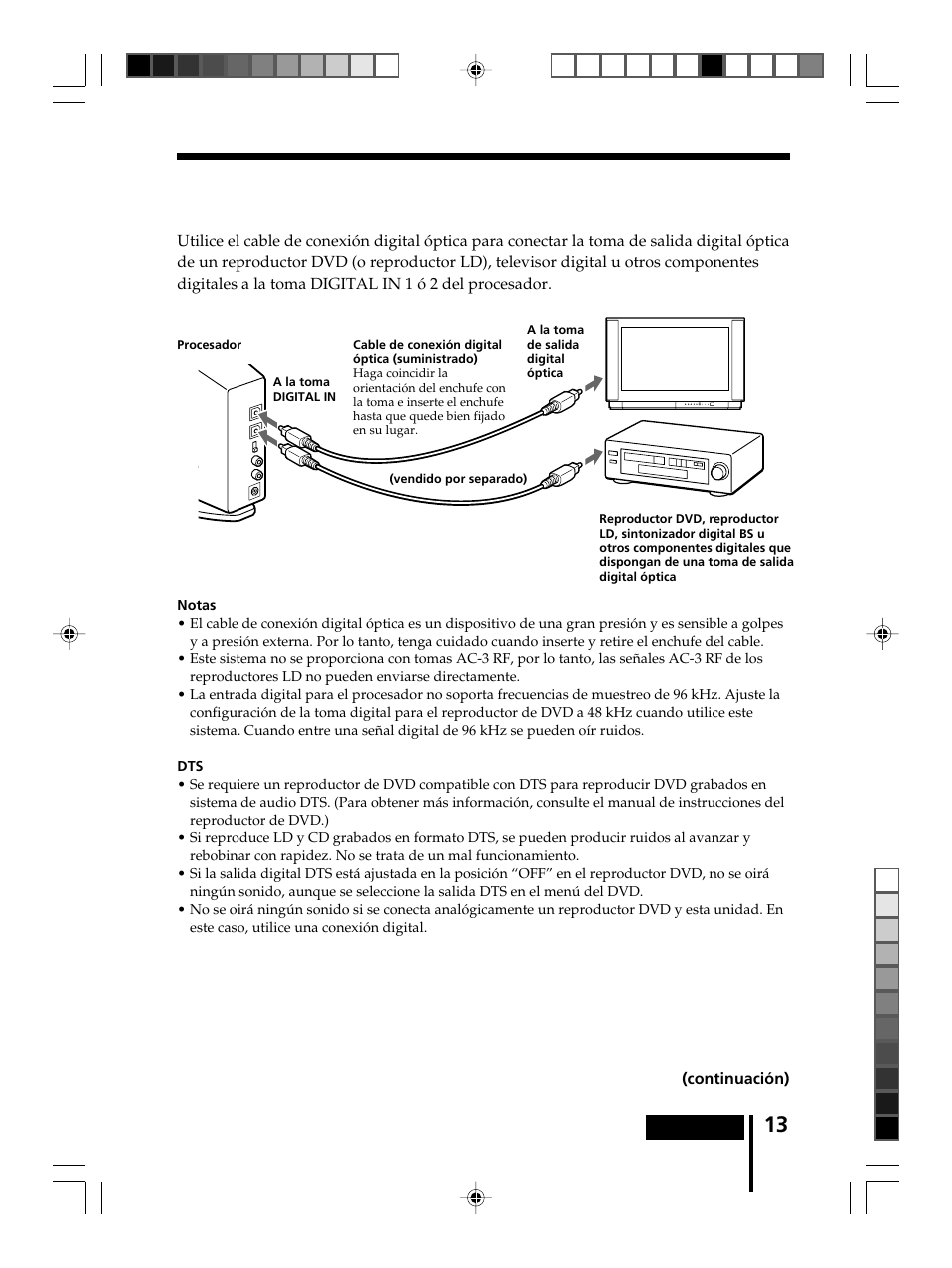 Conexión del procesador a componentes digitales, Conexión del procesador a, Componentes digitales | Sony MDR-DS8000 User Manual | Page 69 / 88