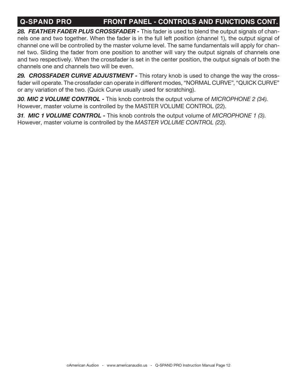 American Audio Q-Spand Pro User Manual | Page 12 / 23