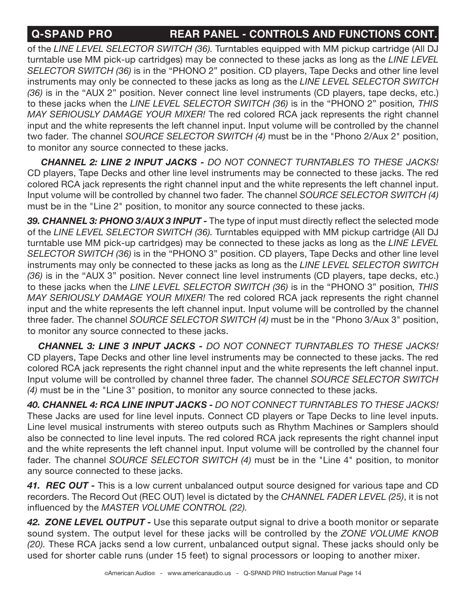 American Audio Q-Spand Pro User Manual | Page 14 / 23