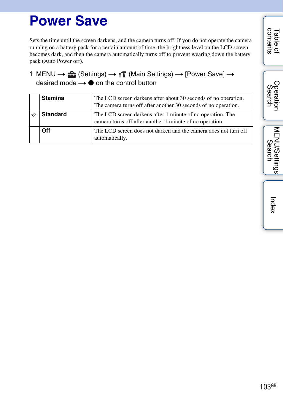 Power save | Sony DSC-HX5V User Manual | Page 103 / 160