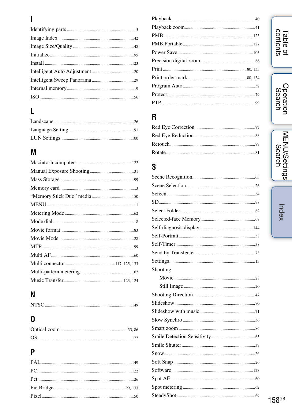 Sony DSC-HX5V User Manual | Page 158 / 160