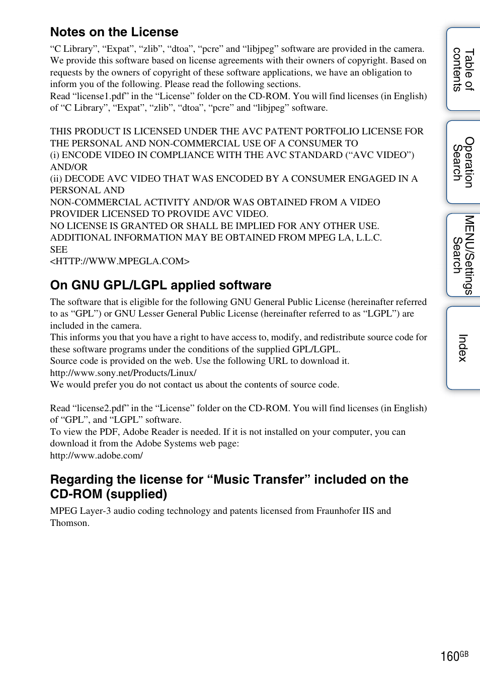 Sony DSC-HX5V User Manual | Page 160 / 160