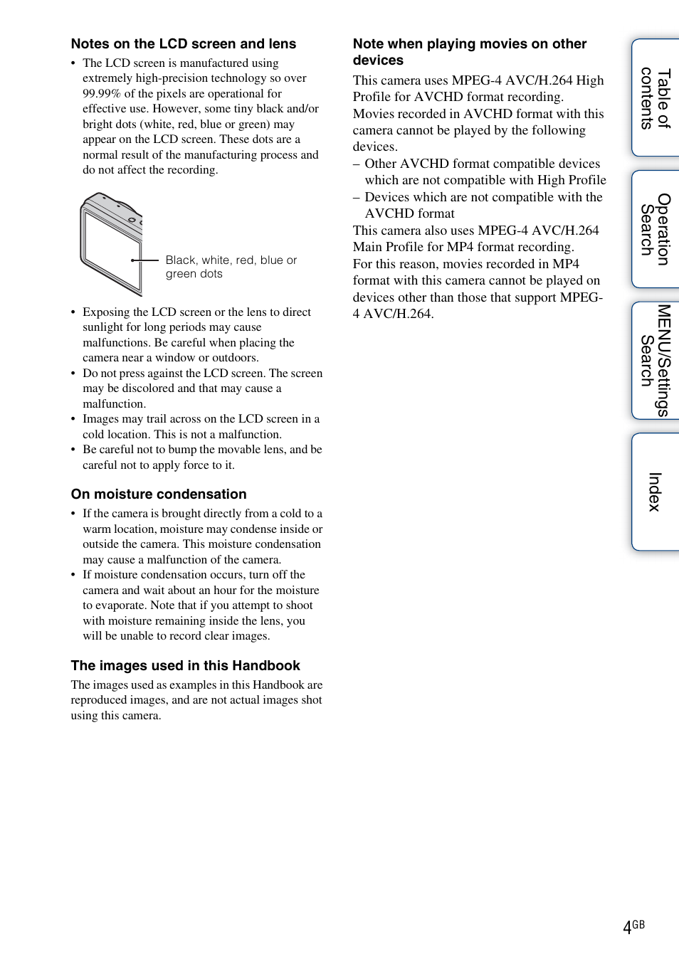 Sony DSC-HX5V User Manual | Page 4 / 160
