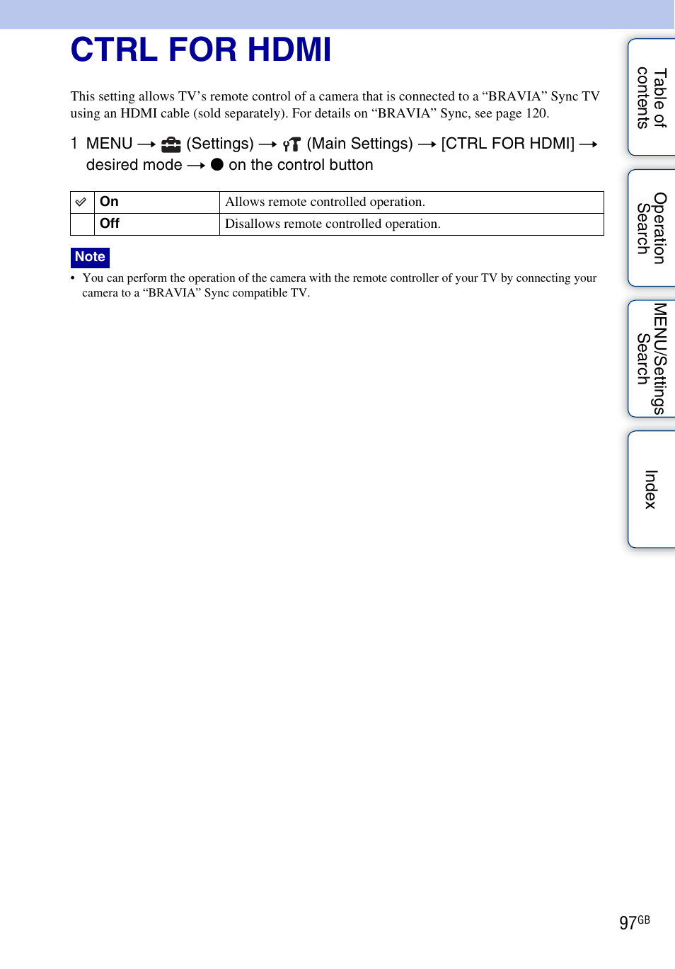 Ctrl for hdmi | Sony DSC-HX5V User Manual | Page 97 / 160