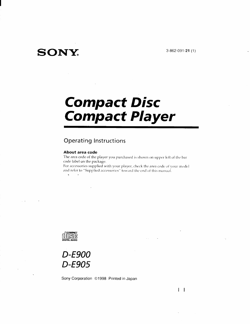 Sony D-E905 User Manual | 19 pages