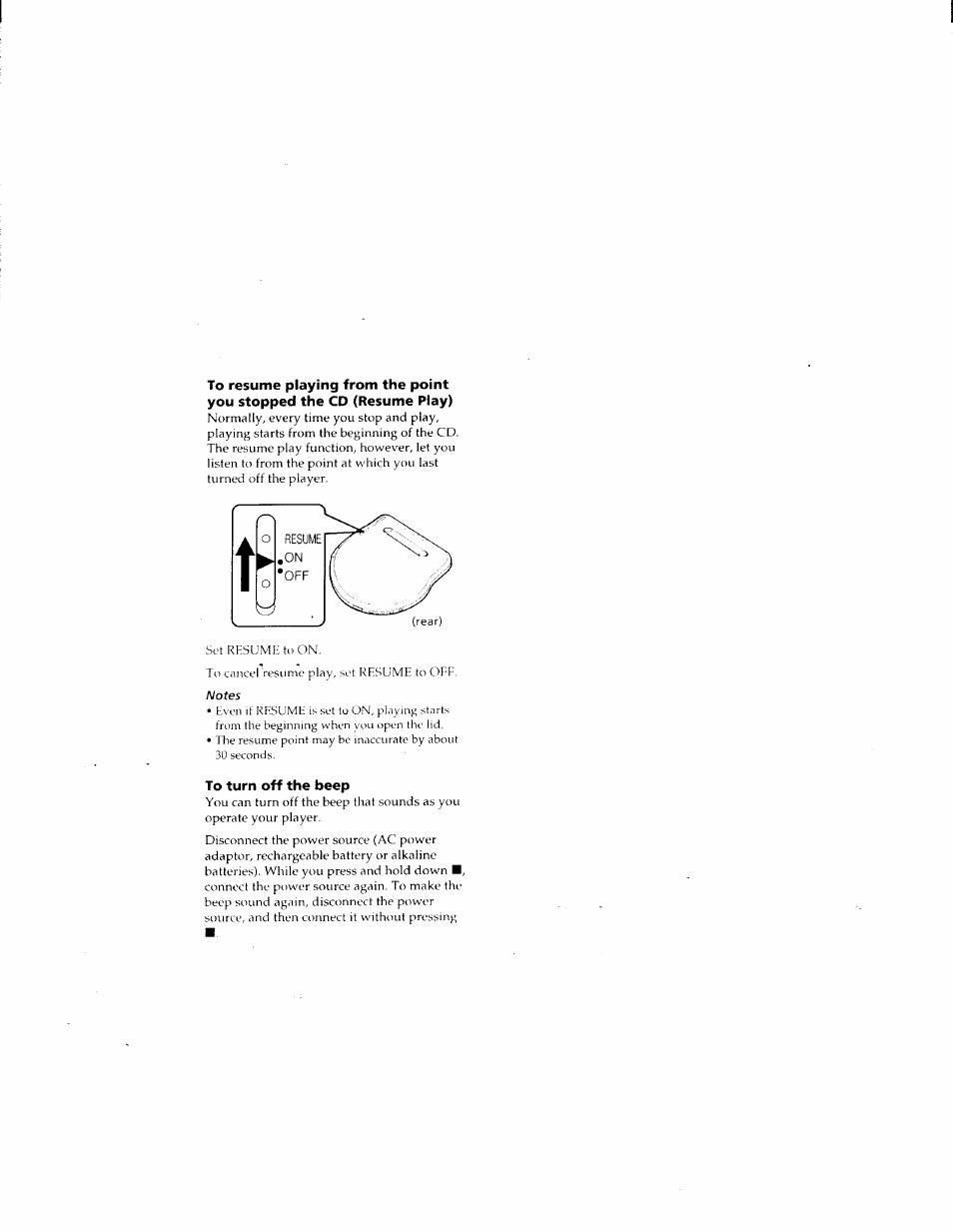 To turn off the beep | Sony D-E905 User Manual | Page 10 / 19