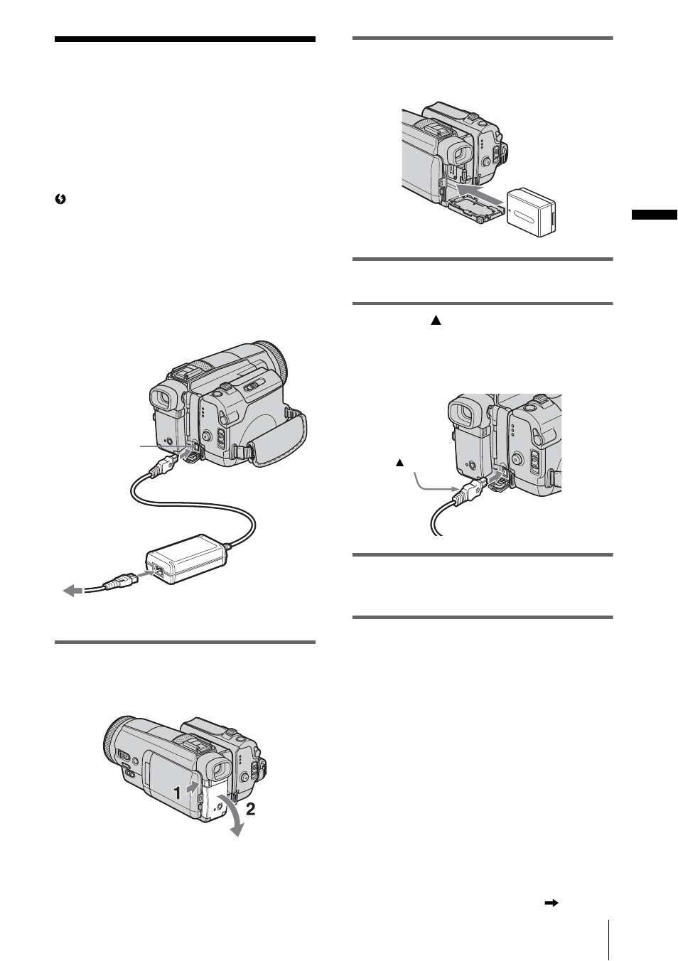 Step 2: charging the battery pack | Sony DCR-HC1000 User Manual | Page 13 / 140