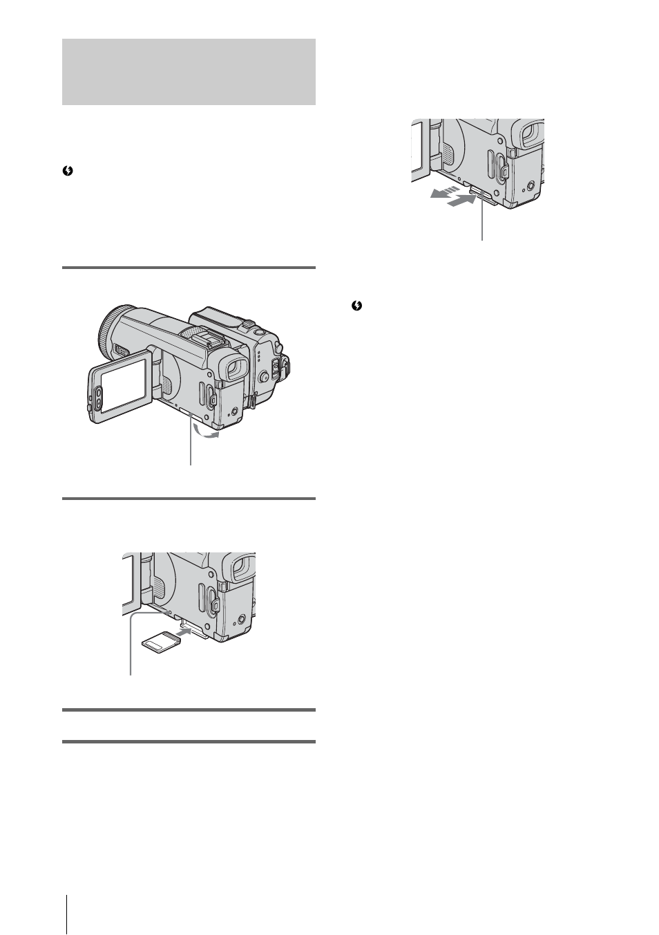 Inserting a “memory stick duo | Sony DCR-HC1000 User Manual | Page 20 / 140