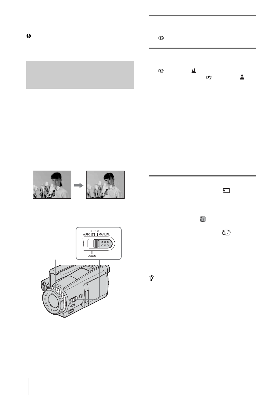 Adjusting the focus manually | Sony DCR-HC1000 User Manual | Page 36 / 140