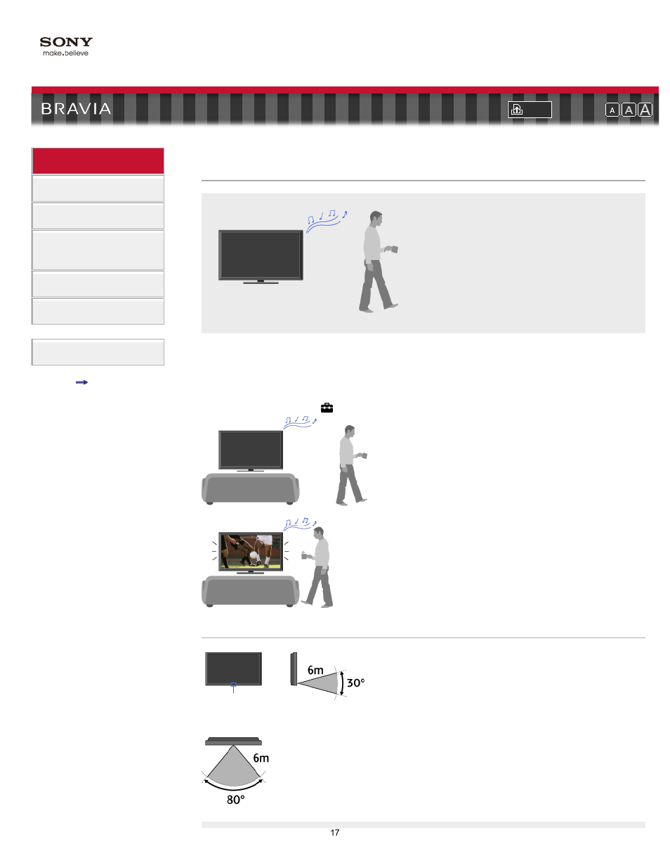 Presence sensor, Audience monitoring function, Screen off | Sony KDL-55EX710 User Manual | Page 17 / 138