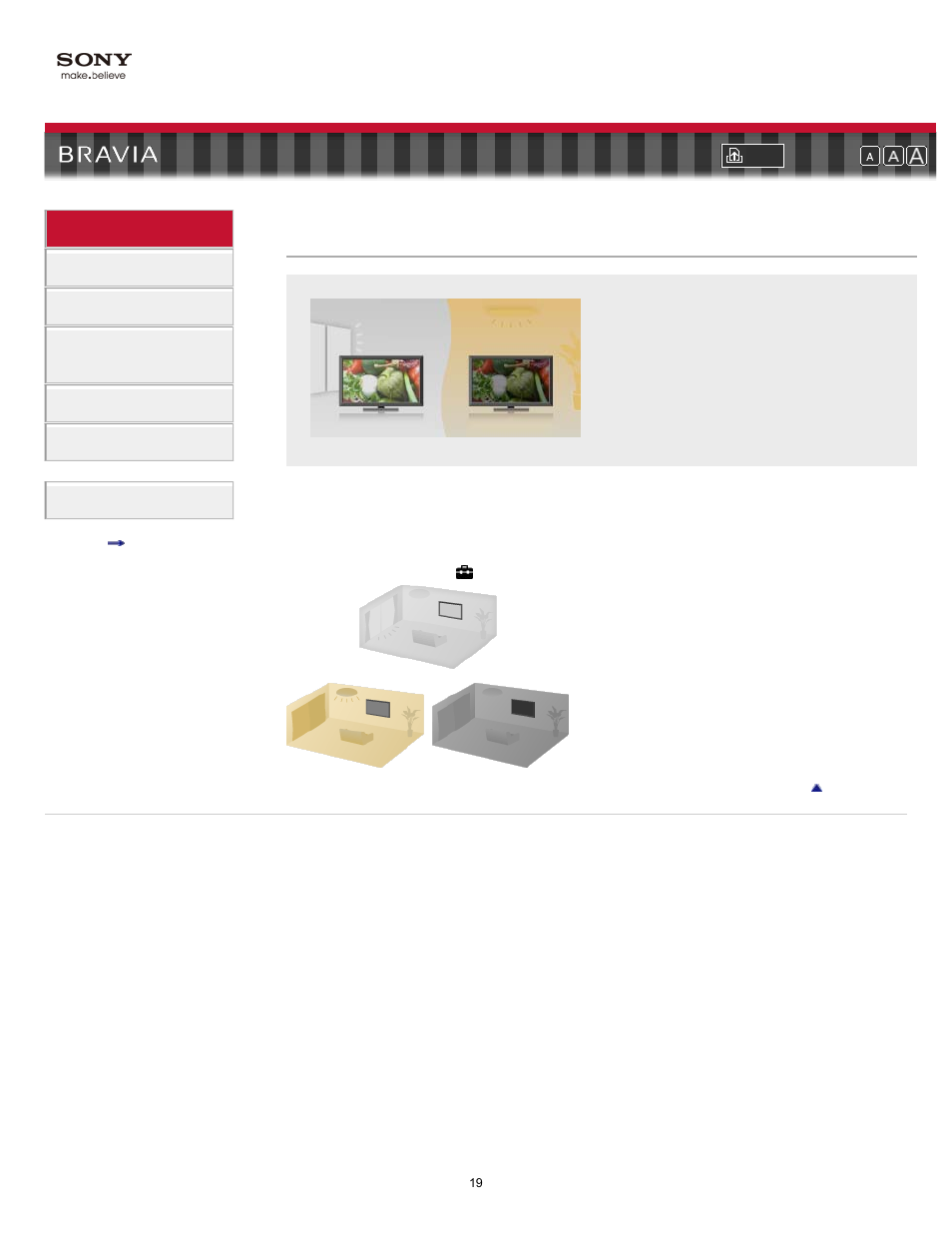 Ambient sensor, Room lighting sensor | Sony KDL-55EX710 User Manual | Page 19 / 138