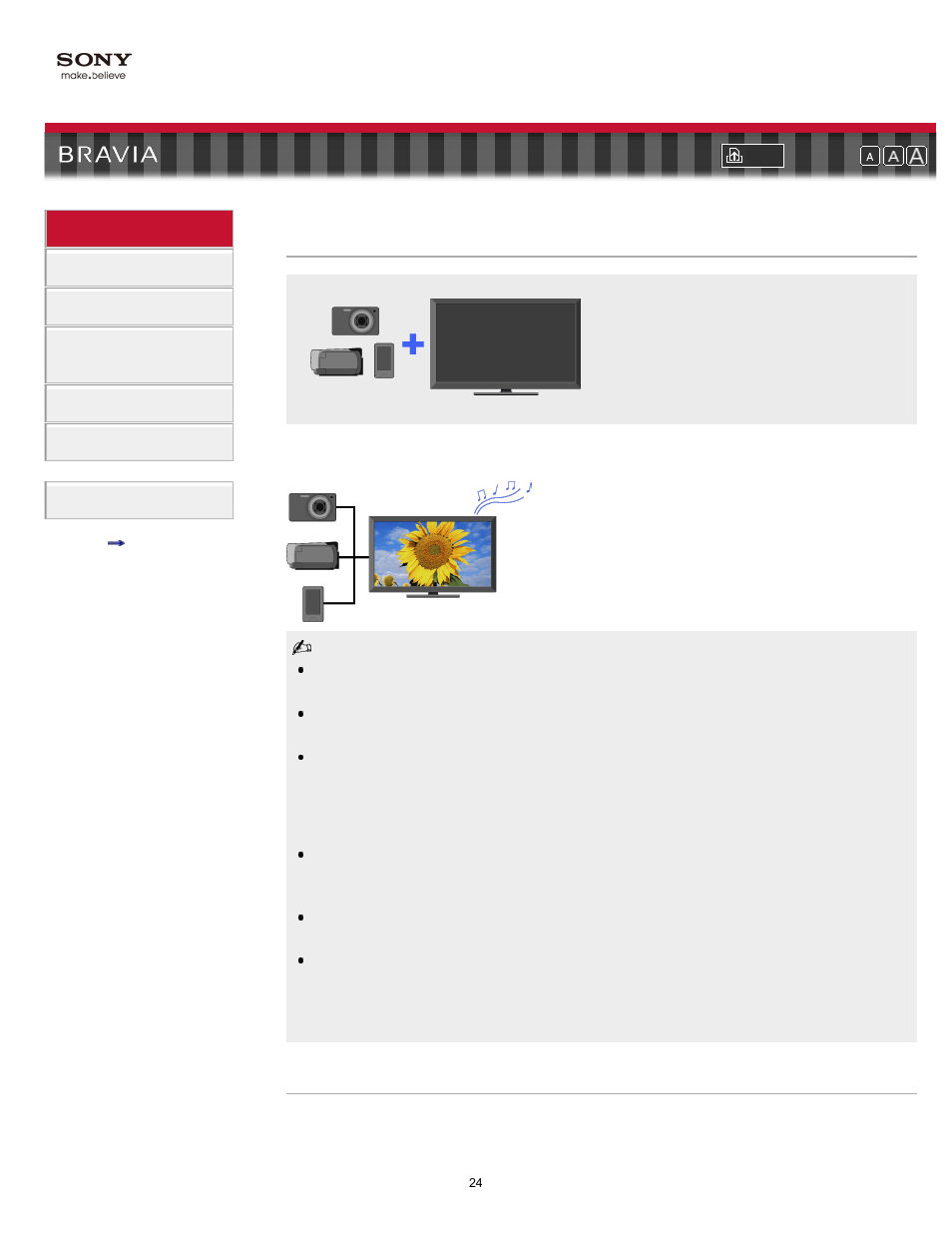 Playback via usb, Picture frame, Usb devices | Sony KDL-55EX710 User Manual | Page 24 / 138