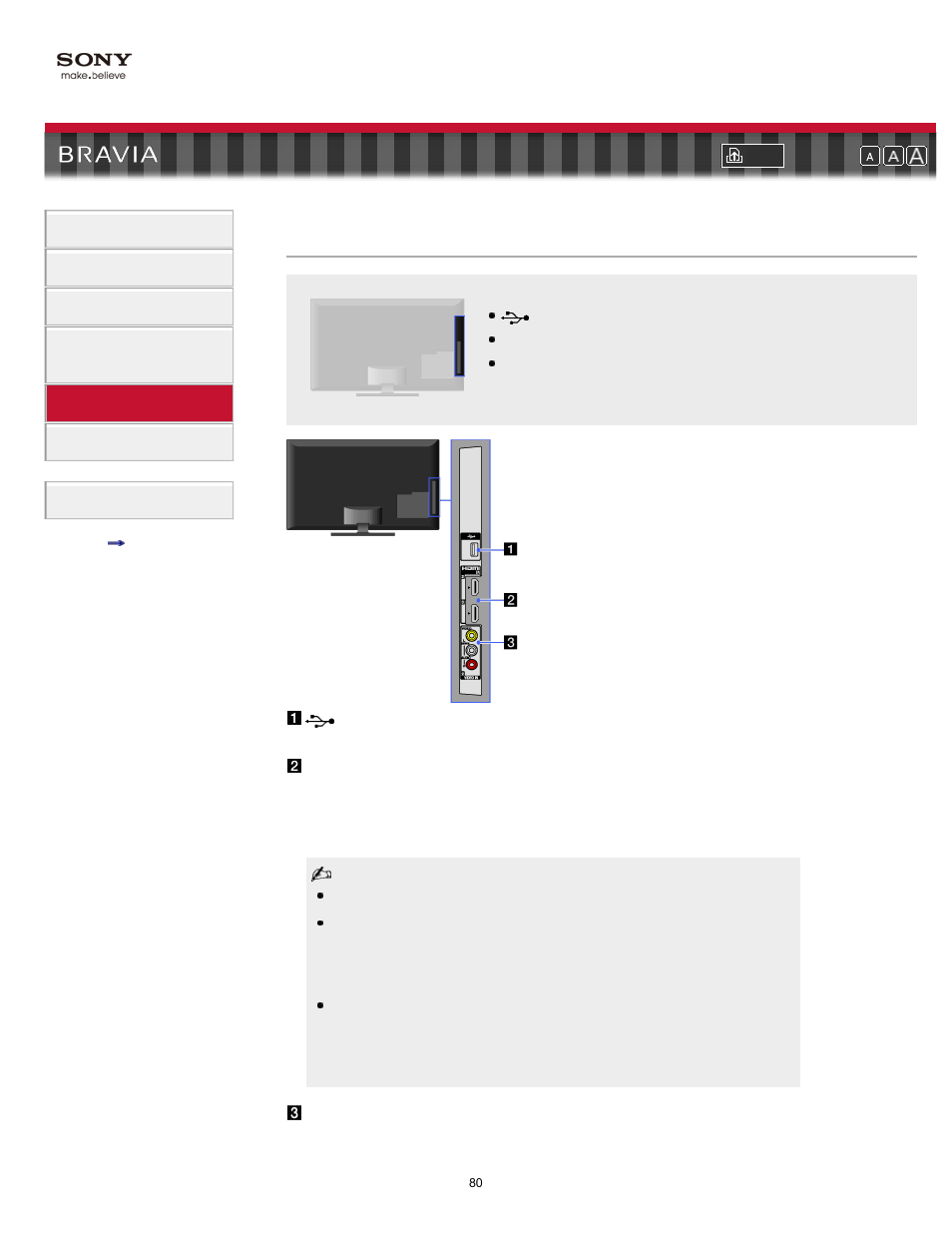 Right, Terminals (right) | Sony KDL-55EX710 User Manual | Page 80 / 138